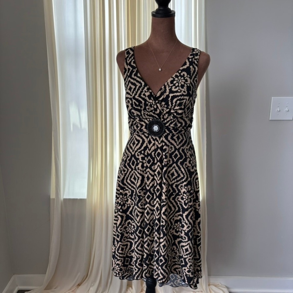 Y2K En Focus Studio Geometric Floral Midi Dress Sz 12 Boho Romantic‎ Whimsigoth